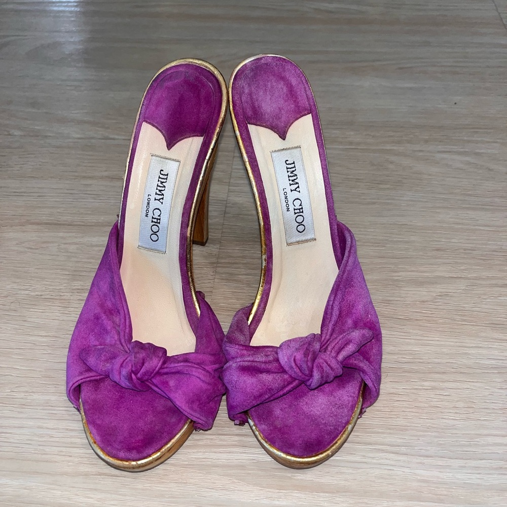 Jimmy Choo Purple Heels with Elegant Bow Detail